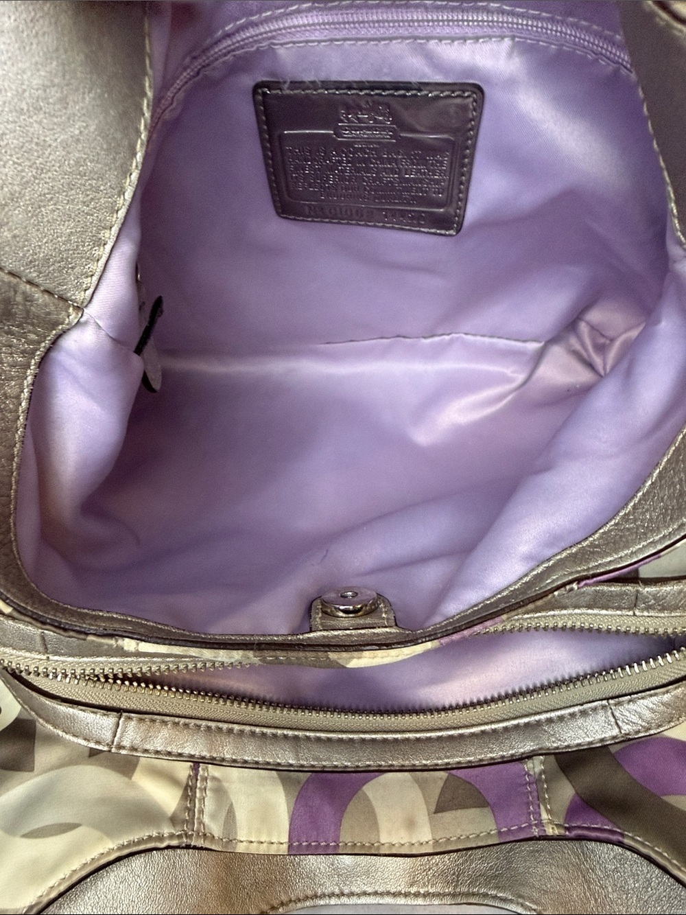 Coach Y2K Op Art Glam Purple Satin Metallic Shoulder Bag C1068-14420 - Picture 7 of 13